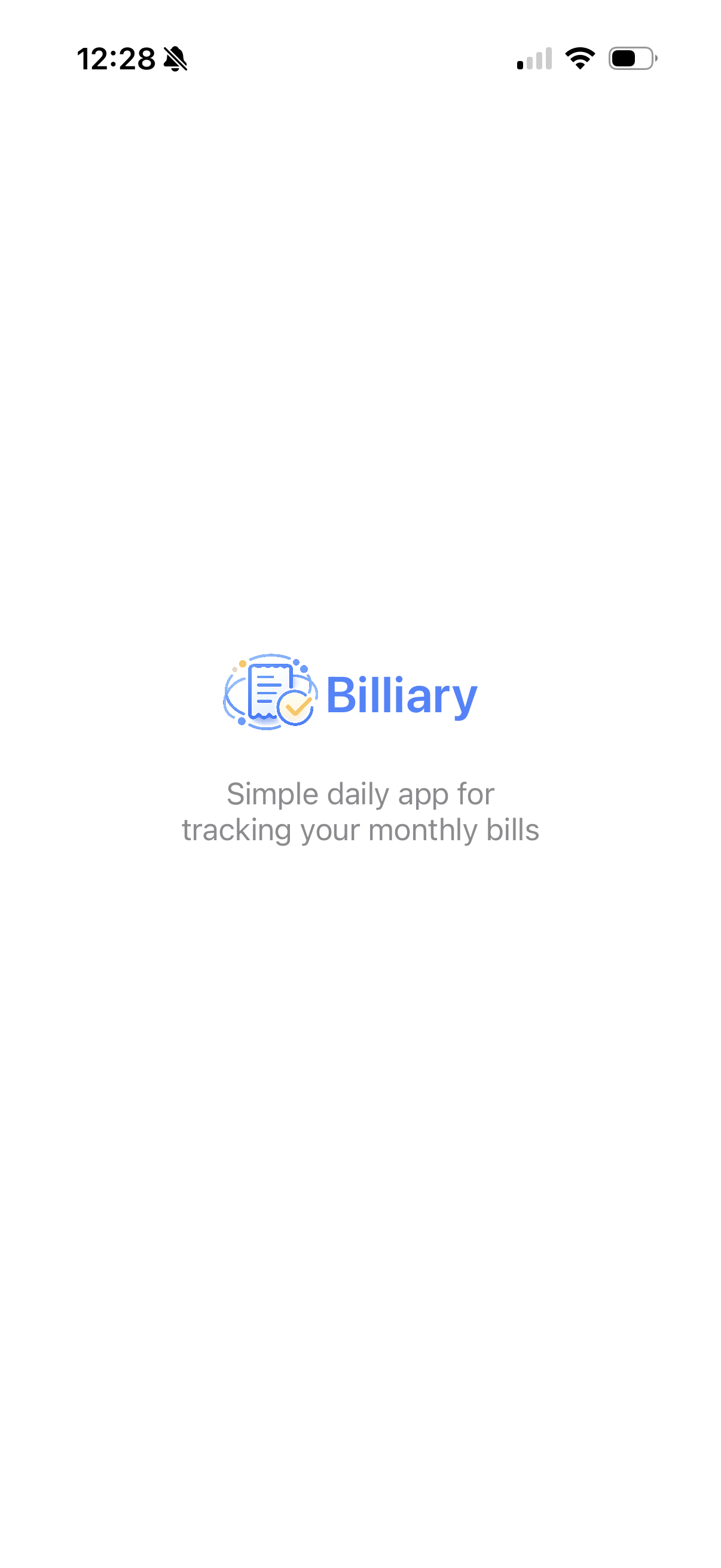 Billiary iOS app - splash screen